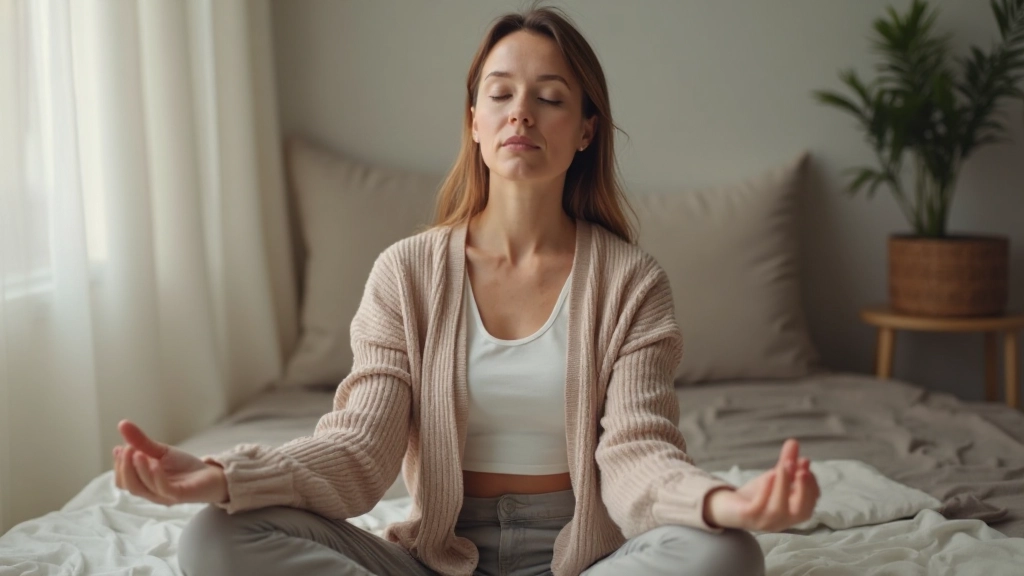 Persona haciendo ejercicios suaves de yoga y estiramiento en un ambiente tranquilo